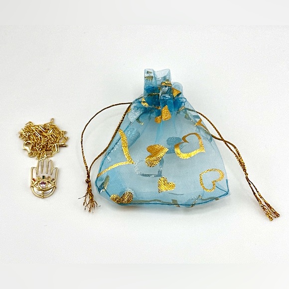 18K Gold Plated over 925 Sterling Silver Hamsa Mother of Pearl Necklace - Picture 7 of 8